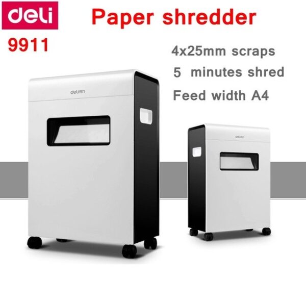 Deli 9911 Electric paper shredder 16L volume 220 230VAC 50Hz 190W 4x25mm scraps 5 minutes