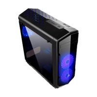 Golden Field 6021B Full Window side panel ATX Gaming Desktop Casing with Blue LED Fan with Standard PSU