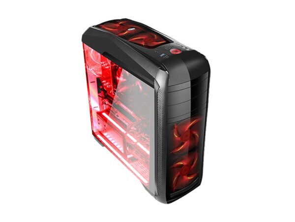 Golden Field B10 ATX Gaming Desktop Casing with Full Window Side Panel and Red LED Fan