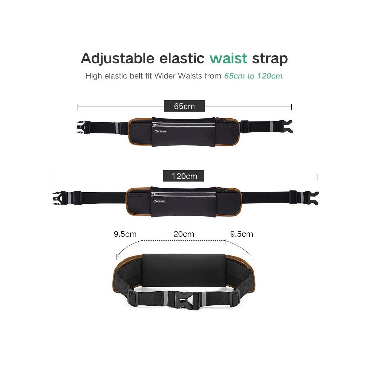 Ugreen Sport Running Waist Pack Waterproof Belt-Black - Digital Bridge
