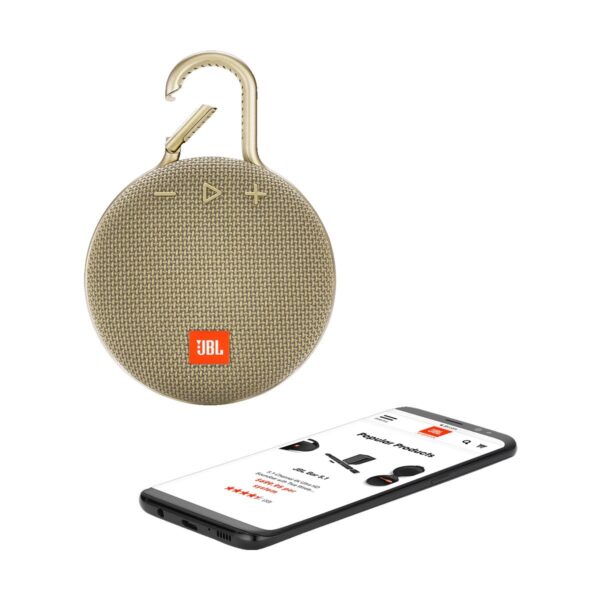 JBL Clip 3 Sand Portable Bluetooth Speaker