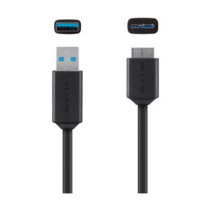 USB Male to Micro-B, 3 Meter, Black Cable