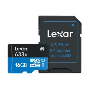 Lexar High-Performance 633x 16GB microSDXC/SDHC Class 10 UHS-I (U1) Memory Card With Adapter