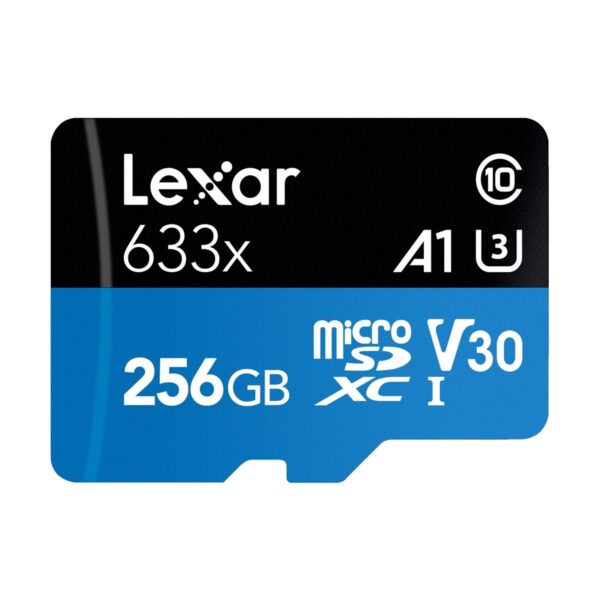 Lexar High-Performance 633x 256GB microSDXC/SDHC Class 10 A1 UHS-I (U3) V30 Memory Card With Adapter