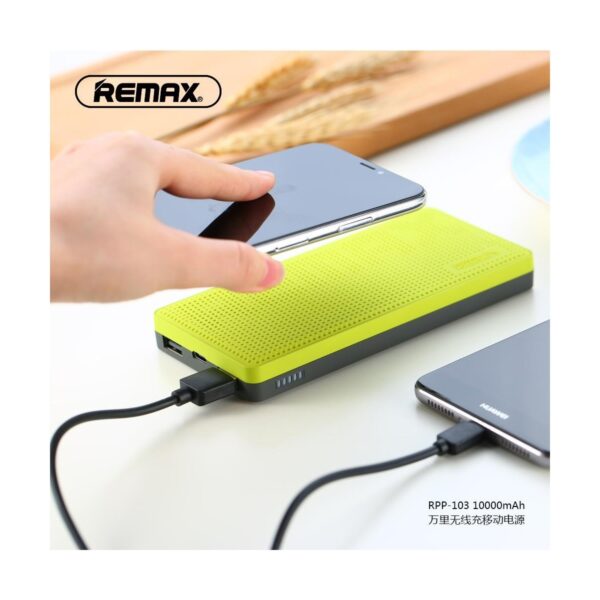 REMAX RPP-103 Miles Series 10000mAh Wireless Charging Pad Light Green Power Bank