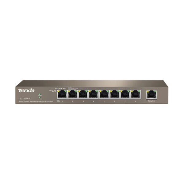 Tenda TEG1009P-EI 9 Port (8 PoE, 8GIGA Uplink) 10/100/1000Mbps Desktop Switch