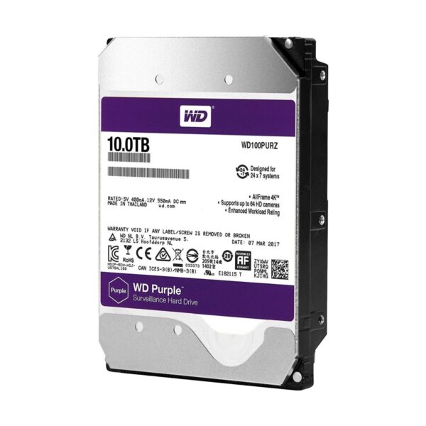 Western Digital Purple 10TB 3.5 Inch SATA 5400RPM Surveillance HDD