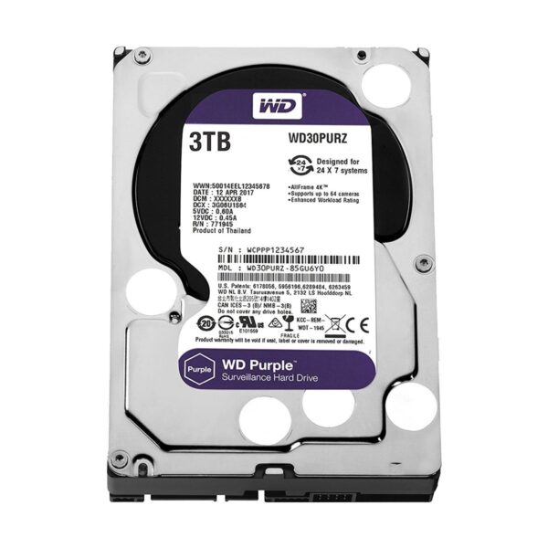Western Digital Purple 3TB 3.5 Inch SATA 5400RPM Surveillance HDD