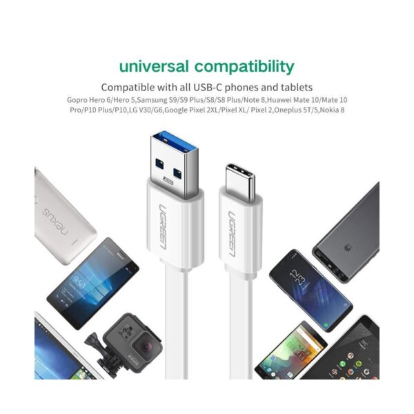 USB Male to Type-C, 1 Meter, White Data Cable