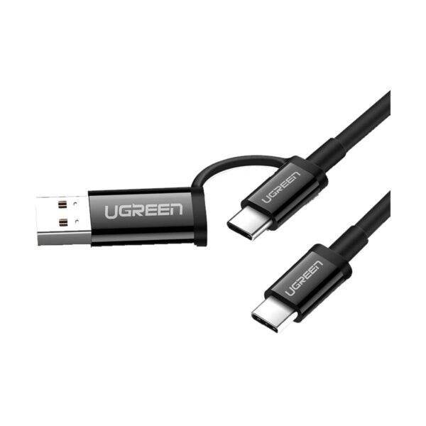 USB Type-C to Type-C + Male, 1 Meter, Black Data Cable