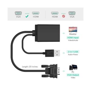Ugreen VGA to HDMI + Audio Black Converter