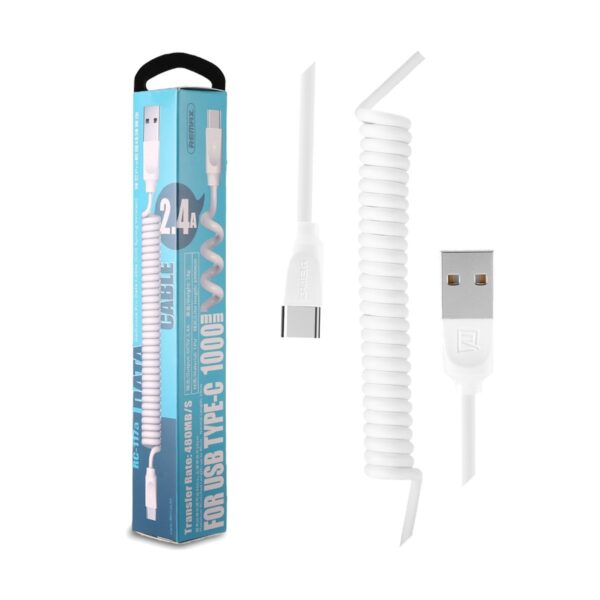 USB Male to Type-C, 1 Meter, White Data Cable