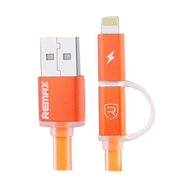 Remax USB Male to Micro USB & Lightning 1 Meter Orange Data Cable