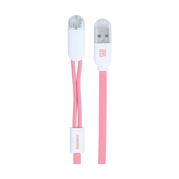 Remax USB Male to Micro USB & Lightning 1 Meter Pink Data Cable