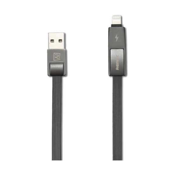 Remax USB Male to Micro USB & Lightning 1 Meter Black Data Cable