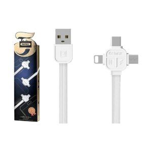 Remax USB Male to Micro USB, Lightning & Type-C 1 Meter White Data Cable
