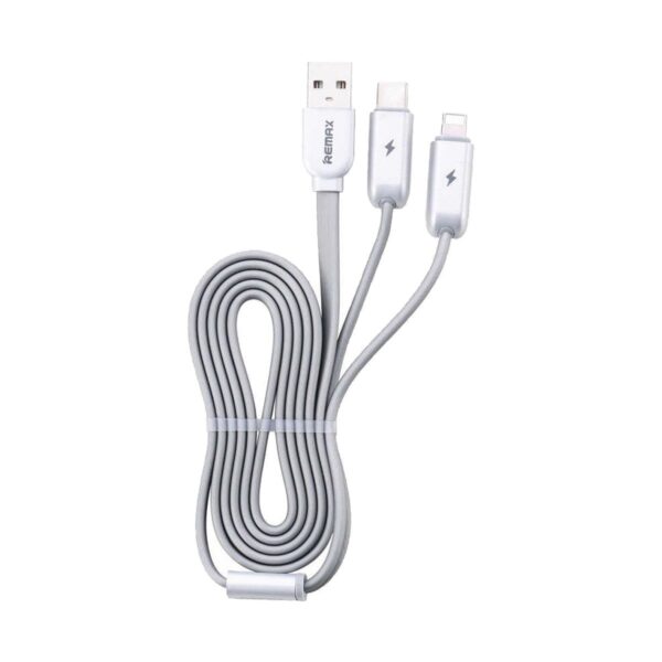 REMAX RC-078th TWINS 3 in 1 (micro/lightning 2 in 1+Type-c) Silver Data Cable