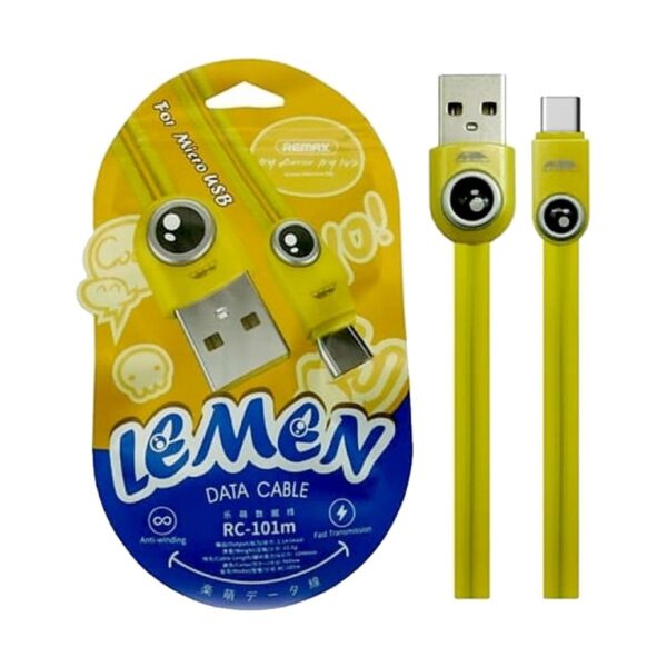 USB Male to Type-C, 1 Meter, Yellow Charging & Data Cable