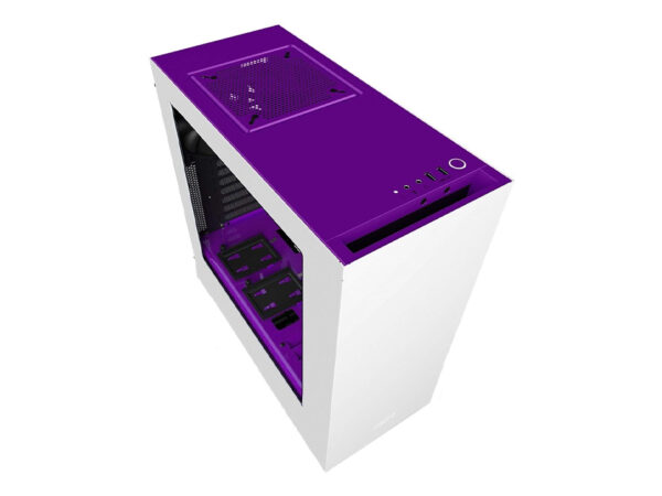 NZXT S340 Mid Tower White-Purple Gaming Casing