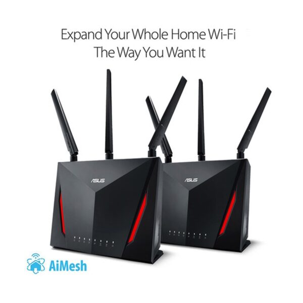 Asus RT-AC86U 2 Pack AiMesh (3G/4G) AC2900 Dual Band Gigabit WiFi Gaming Router with 3 x 5dBi External Antennas