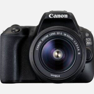canon eos 200d black ef s 18 55mm f 3 5 5 6 iii lens product front view