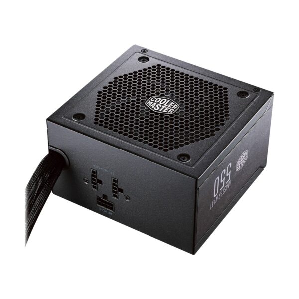 Brand Cooler Master Model Cooler Master MWE 550W V2 Type ATX 12V Ver. 2.52 PSU Category Non Modular Maximum power WT 550 Watt Input Voltage 200-240Vac Input Frequency Range 50-60Hz Input current 5A Over Voltage Protection Yes Efficiency 80 Plus White Certified Fan Size Yes, 120mm ATX Main Connectors 1 EPS Connectors 1 PCIe Connectors 2 SATA Power Connectors 6 4-Pin Peripheral Connectors 3 Dimensions 150 x 86 x 140mm Part No MPE-5501-ACABW-IN Others PFC: Active PFC, 85% Typically EFFICIENCY, 80 PLUS STANDARD 230V EU CERTIFIED POWER SUPPLY, 120mm HDB Fan, Silent Mode, Flat Black Cables Warranty 3 year