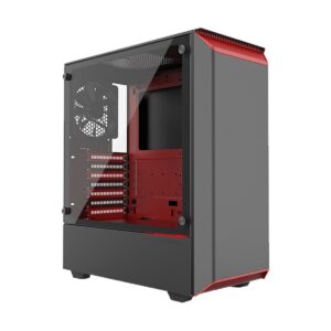 Phanteks Eclipse P300 Mid Tower (Tempered Glass Side Window) Black-Red Gaming Casing